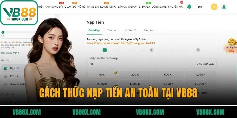Cách thức nạp tiền an toàn tại VB88